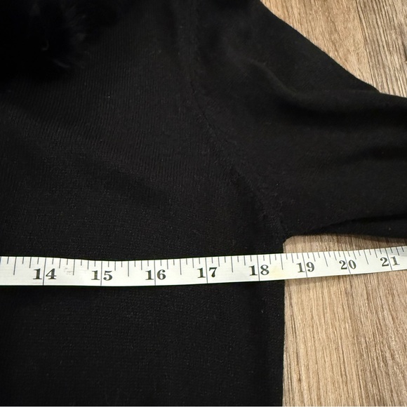 Vtg Bloomingdale’s Cardigan Women’s M Black Cashmere Silk Fur Lace Trim Y2K 90s - Picture 6 of 8